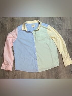 Sezane unisex Pastel Colorblock Button-Down Shirt - Multicolor